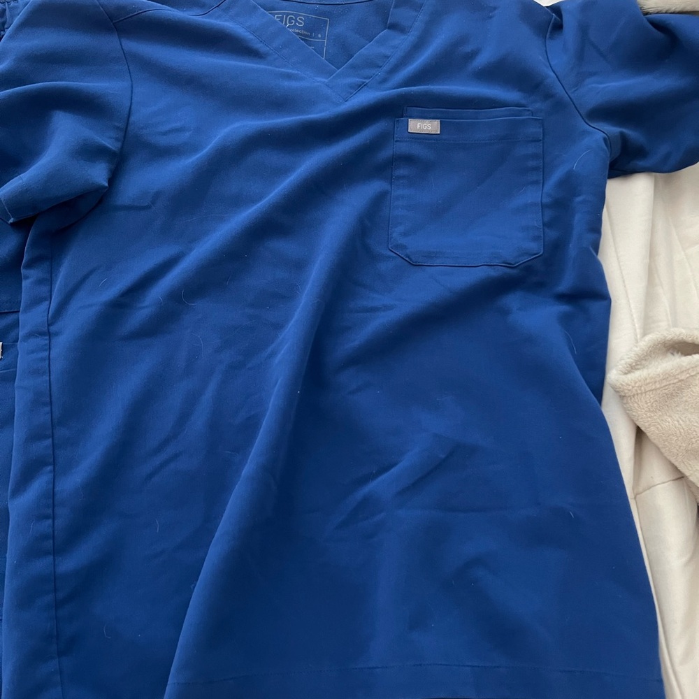 Figs Royal Blue V-Neck Scrub Top and pants